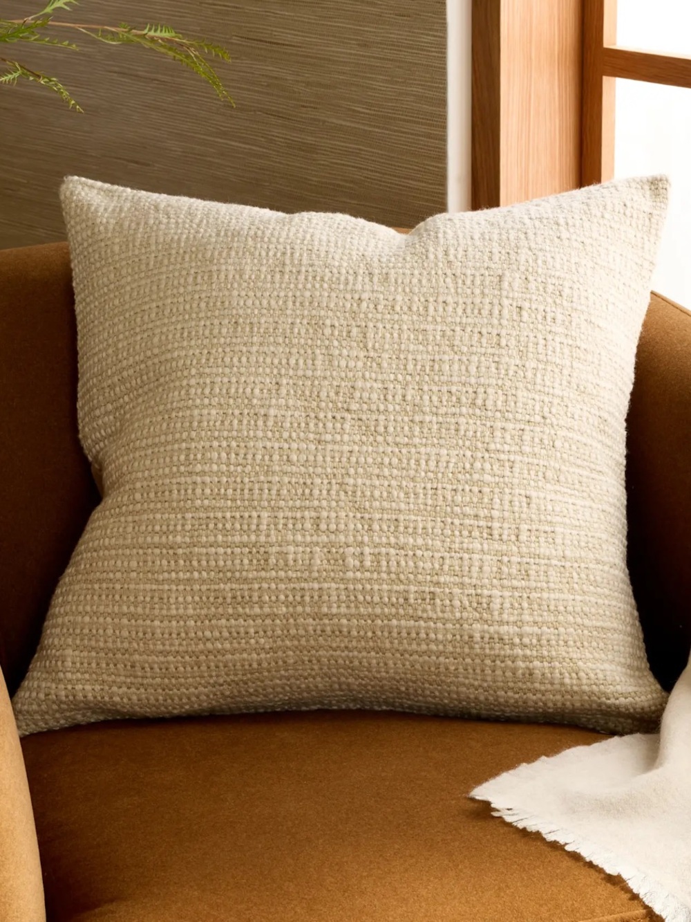 Quince Wool Linen Cotton Blend Texture Pillow Cover Case Ivory Cream 20x20